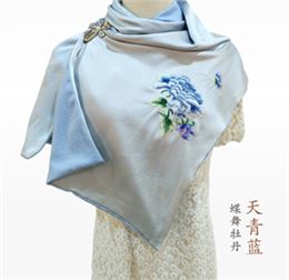 汉绣真丝绒围巾
