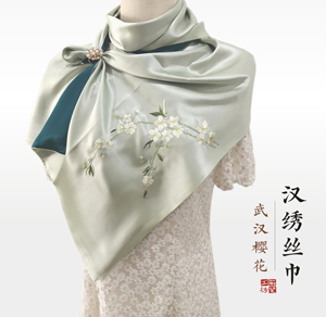 汉绣丝巾 武汉樱花
